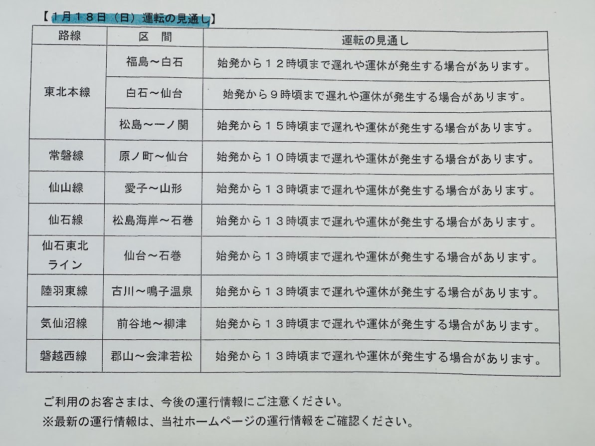 JR東日本お知らせ